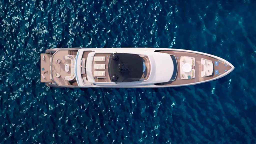 Azimut presented renderings of the new 38-meter yacht Trideck