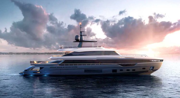 Azimut presented renderings of the new 38-meter yacht Trideck