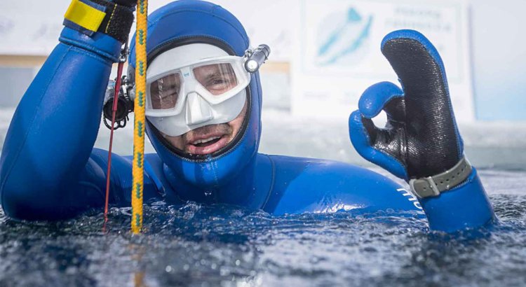 A freediver from Russia set a Guinness record on Lake Baikal