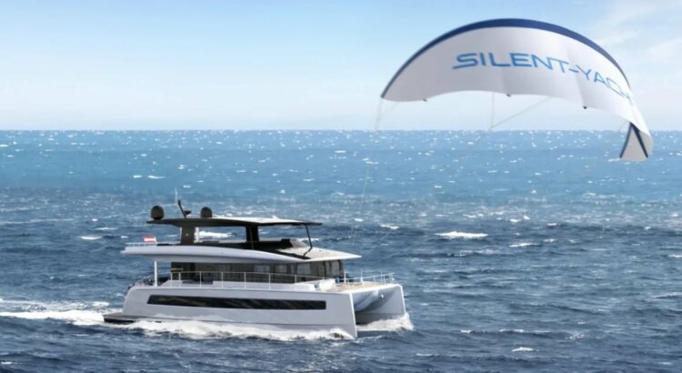 Silent Yachts electric catamarans now with kite sail